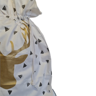 Gold Reindeer Silver Triangles Santa Sack