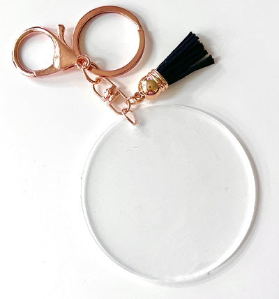 Acrylic Blank Disc Keyring Black
