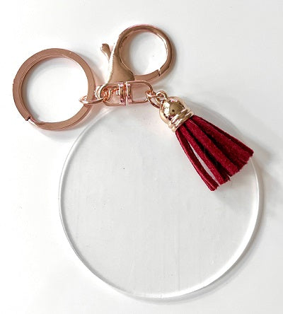 Acrylic Blank Disc Keyring Burgundy