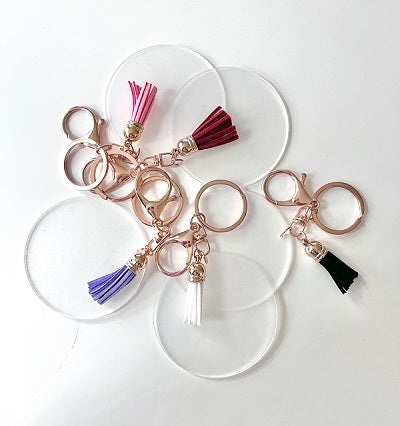 Acrylic Blank Disc Keyring White