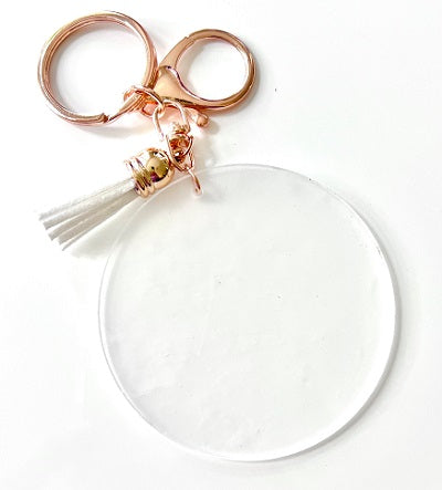 Acrylic Blank Disc Keyring White